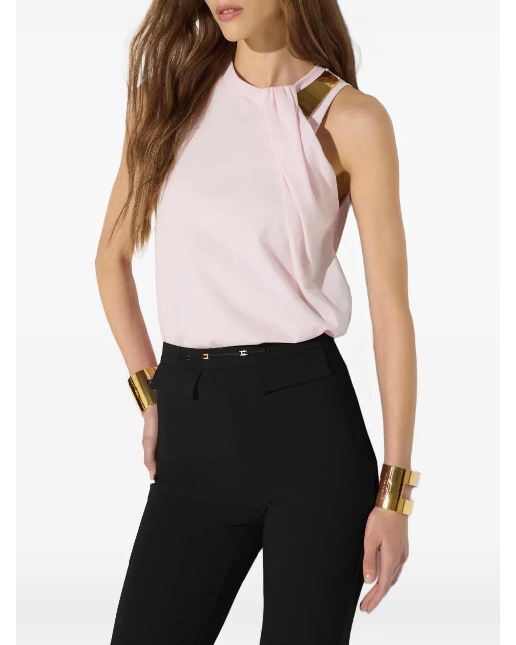 Elisabetta Franchi White Jersey T-Shirt With Jewel Detail