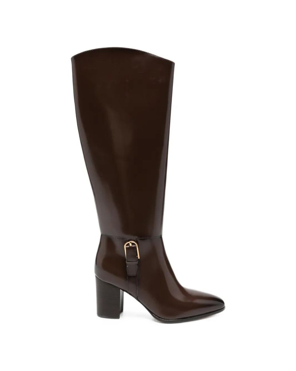 Ralph Lauren Brown Raelynn Buckle-Detail Block-Heel Boots