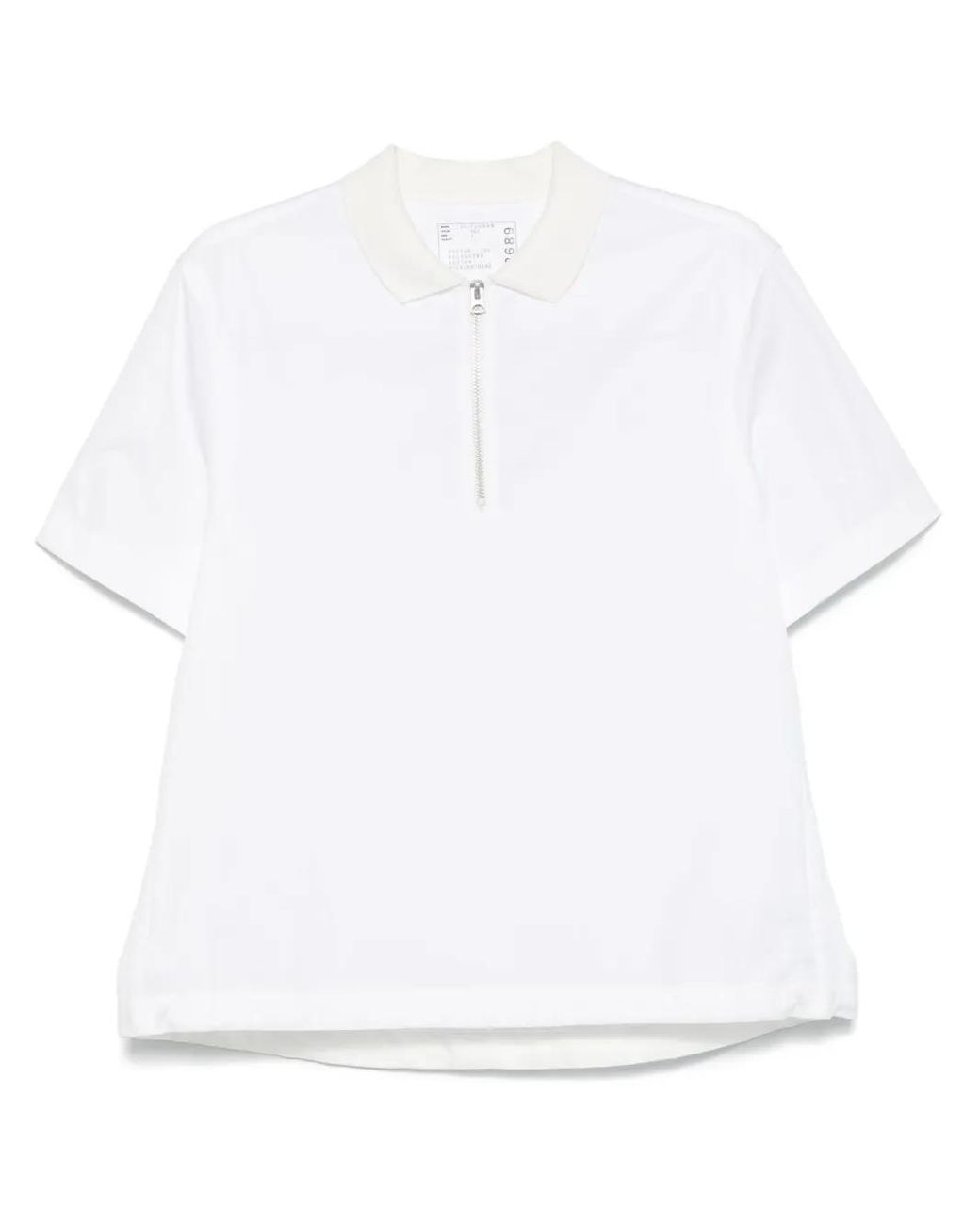 Sacai Half-Zip Polo Shirt in White for Men | Lyst