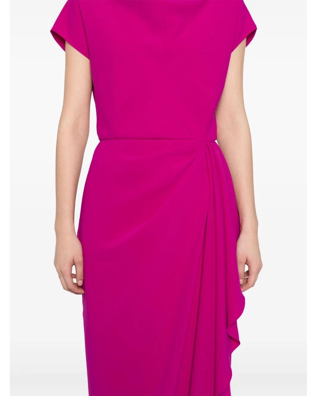 Amsale Pink Draped Crepe Gown Dress