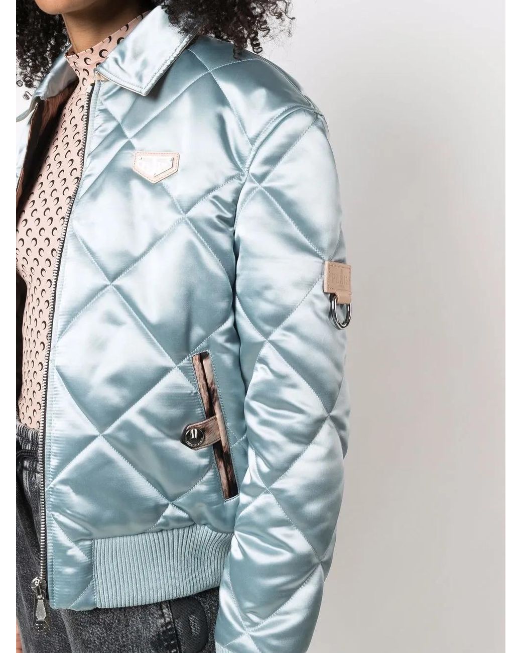 Philipp Plein Gewatteerd Bomberjack in het Blue