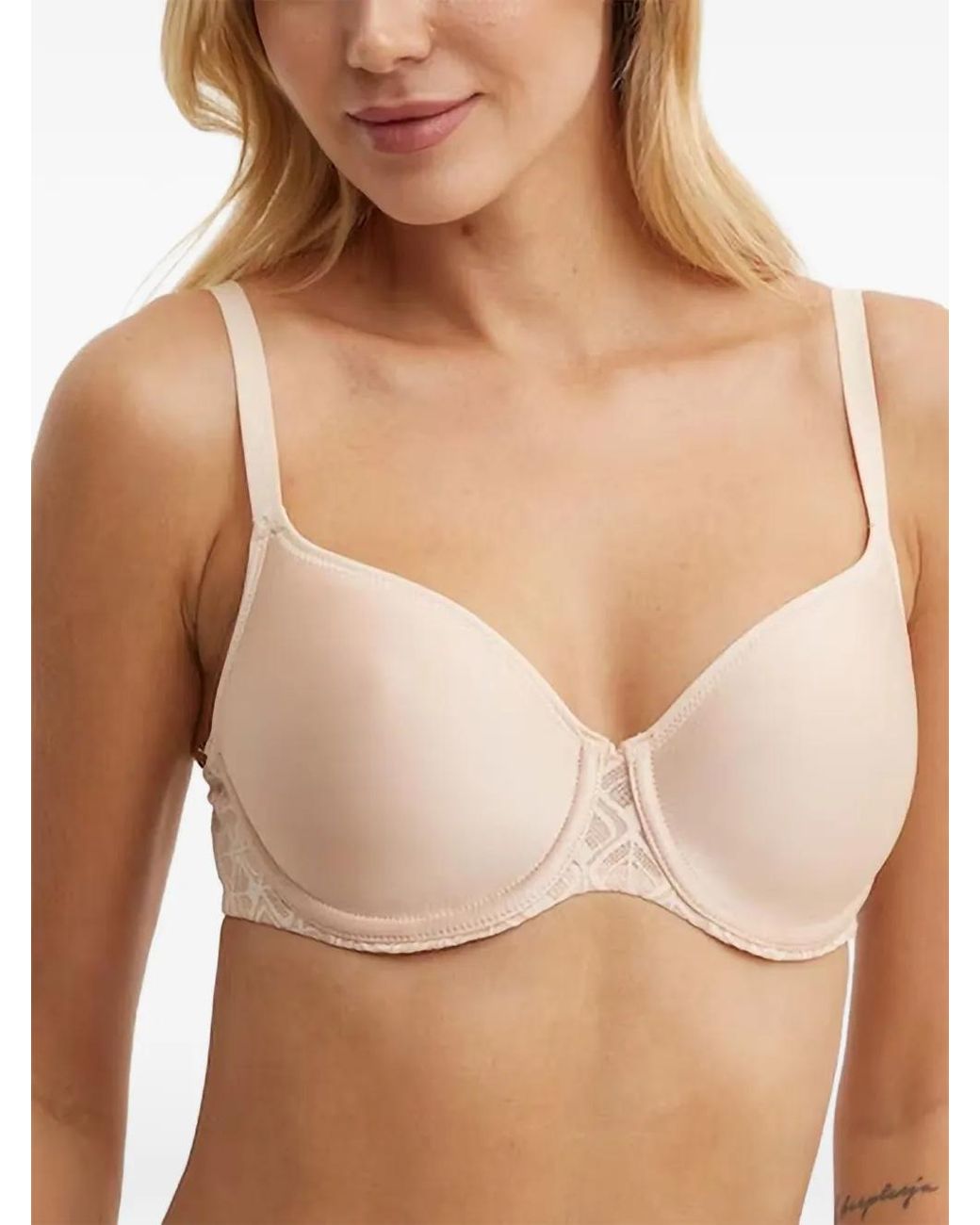Chantelle Brown Lace-Panelled Underwired Bra