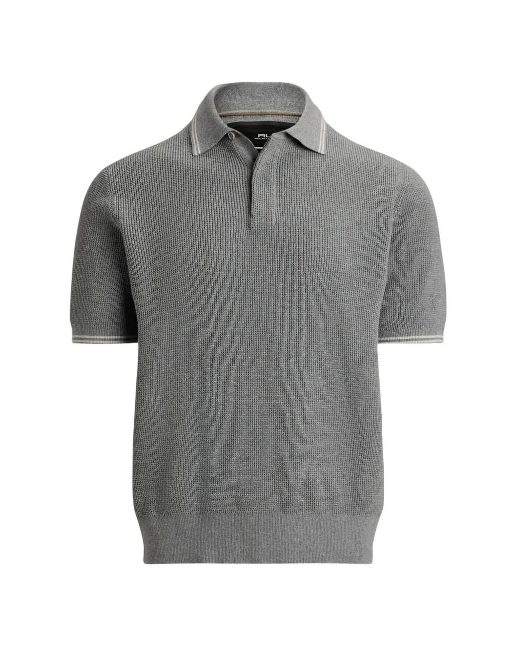 Ralph Lauren Gray Waffle-Knit Cotton Polo Shirt for men
