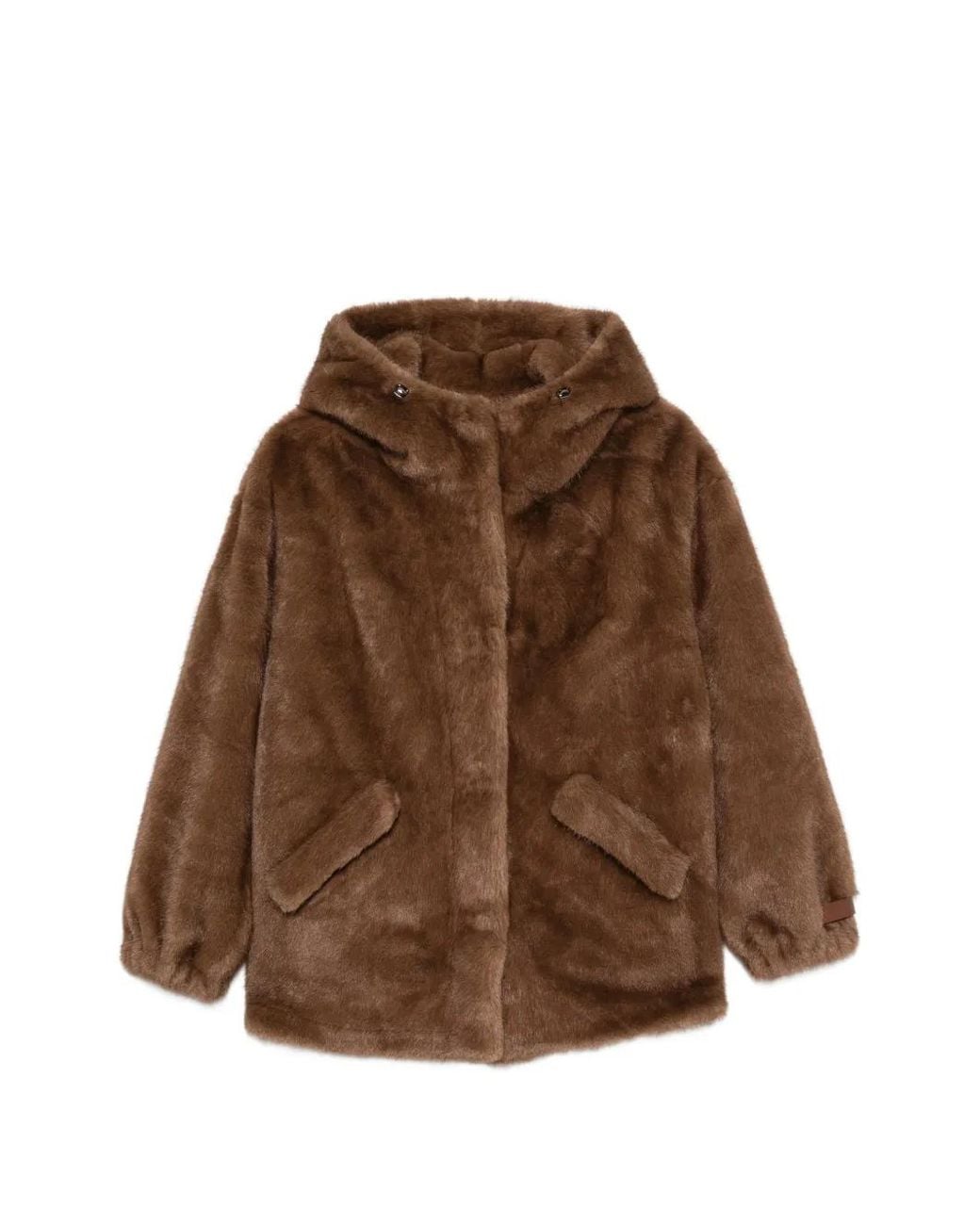 Lou Andrea Brown Hooded Faux-Fur Coat