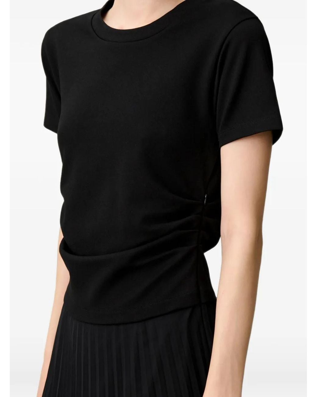 Claudie Pierlot Black Straight Pleated Bi-Material Dress