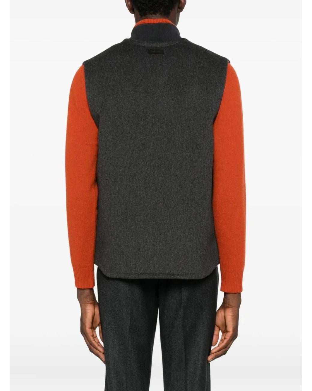 Lardini Black Baseball-Collar Gilet for men