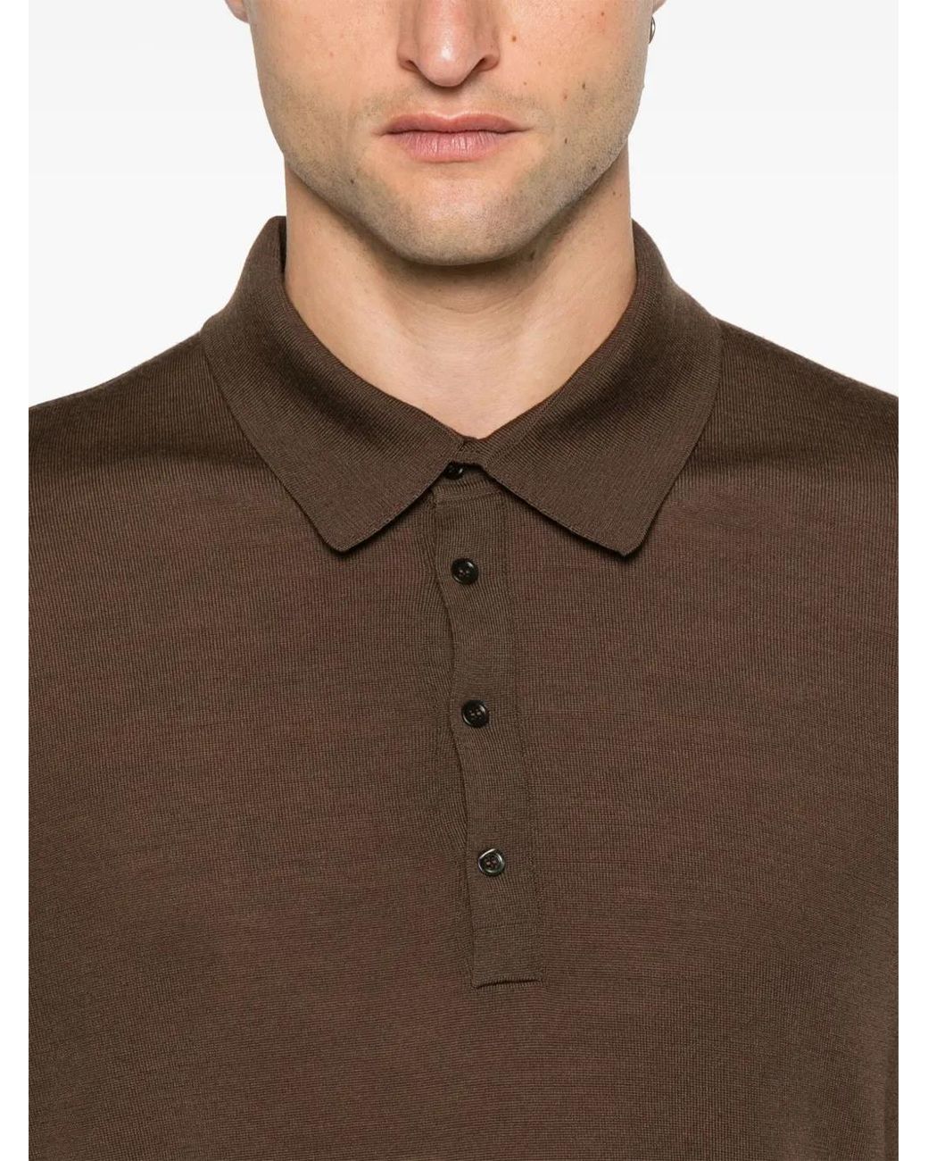 D4.0 Brown Fine-Knit Polo Shirt for men