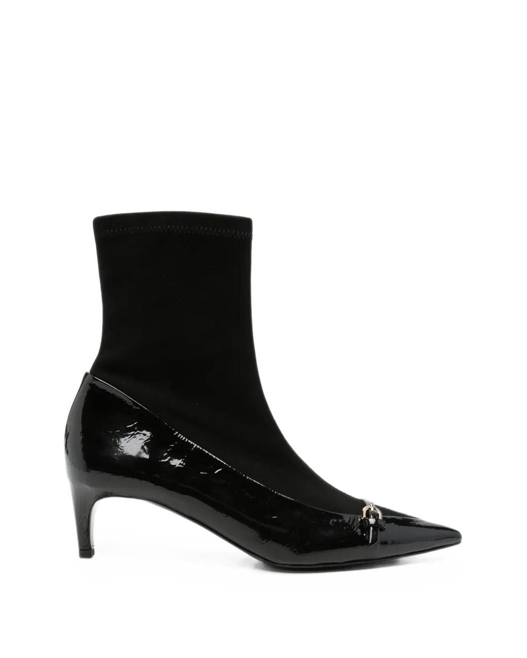 Roberto Del Carlo Black Patent-Finish Buckled Ankle Boots