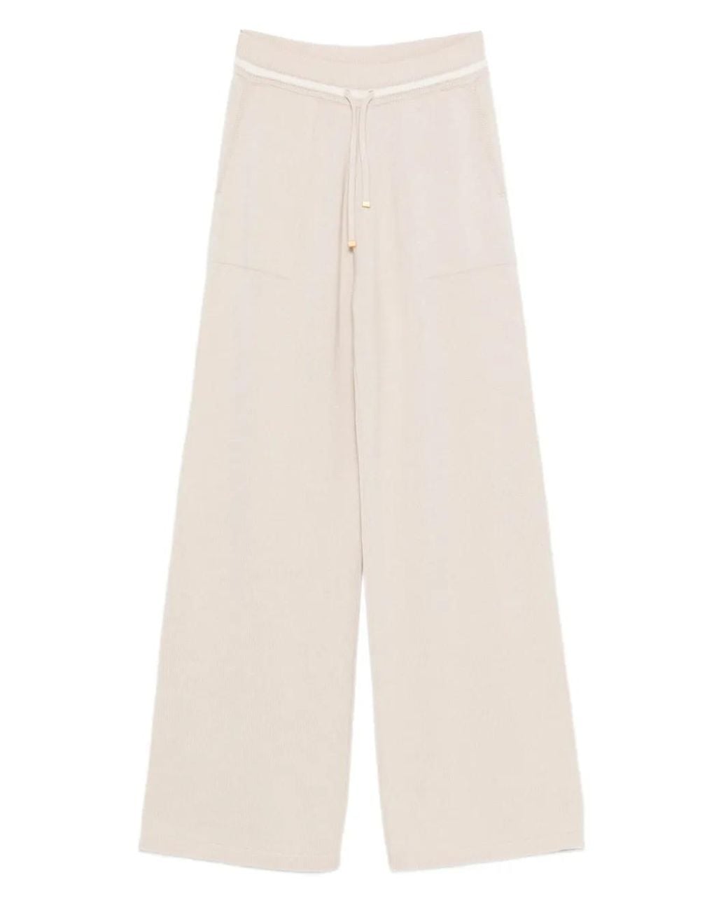 Eleventy White Ribbed Drawstring Trousers