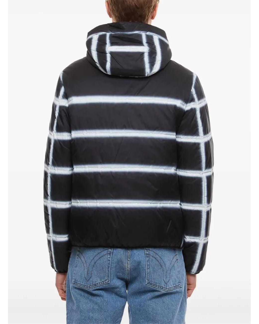 Givenchy Blue Hooded Stripe-Pattern Jacket for men