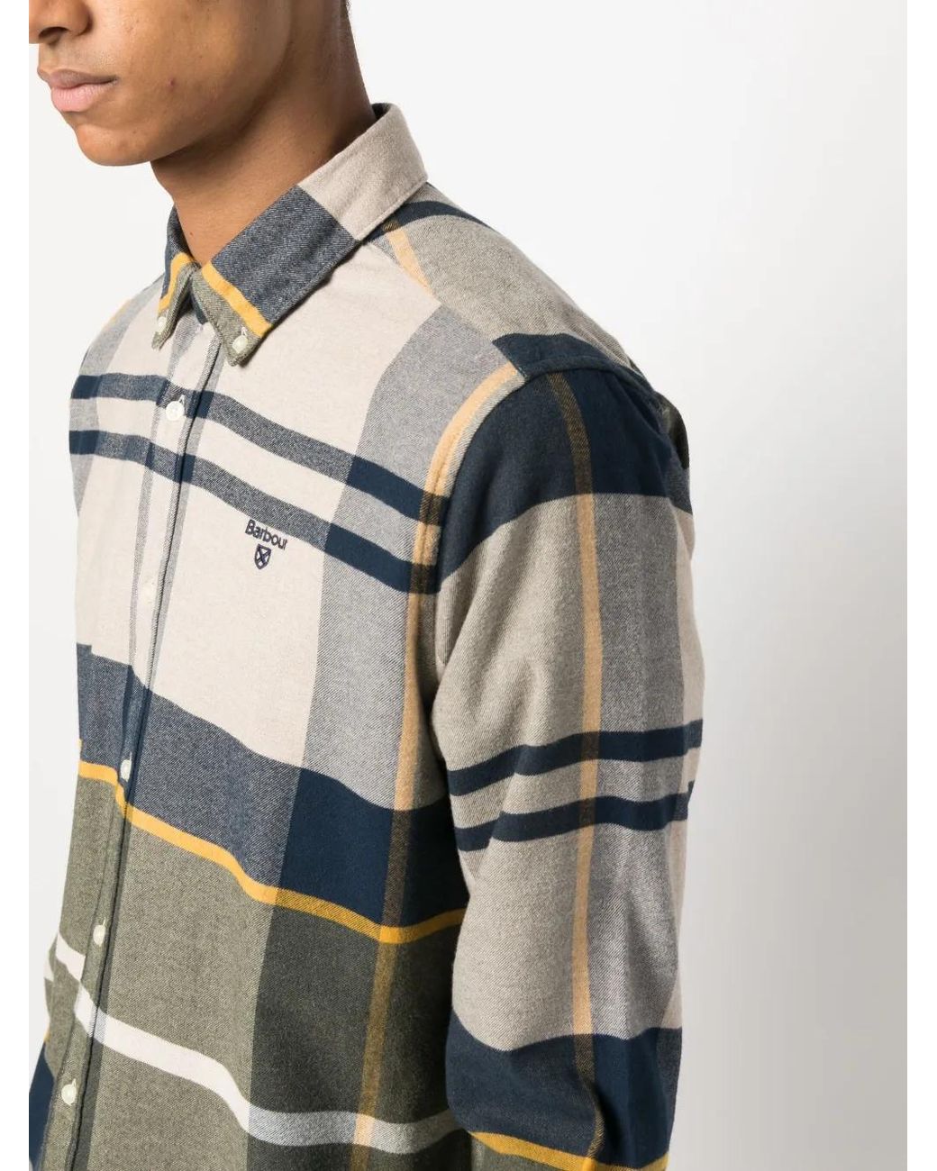 Barbour Gray Plaid-check Pattern Shirt for men