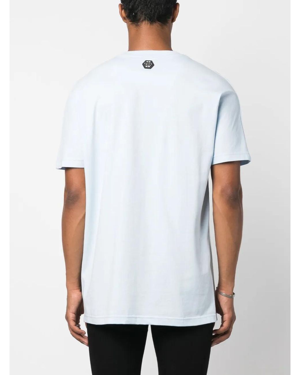Philipp Plein Blue Logo-Print Cotton T-Shirt for men
