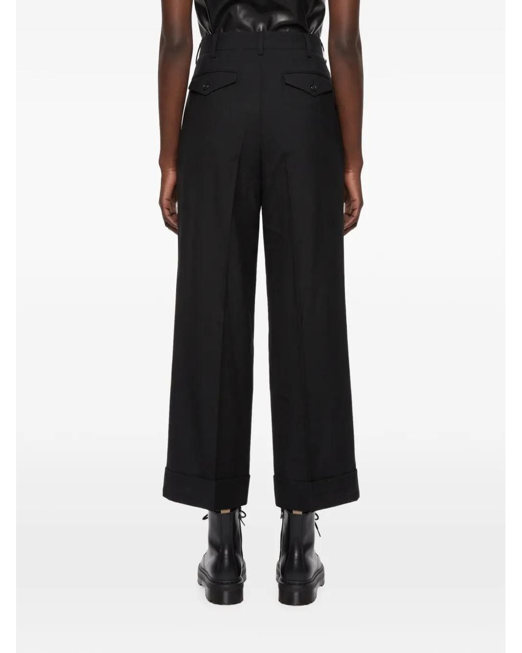 Junya Watanabe Black Pleated Turn-Up Trousers