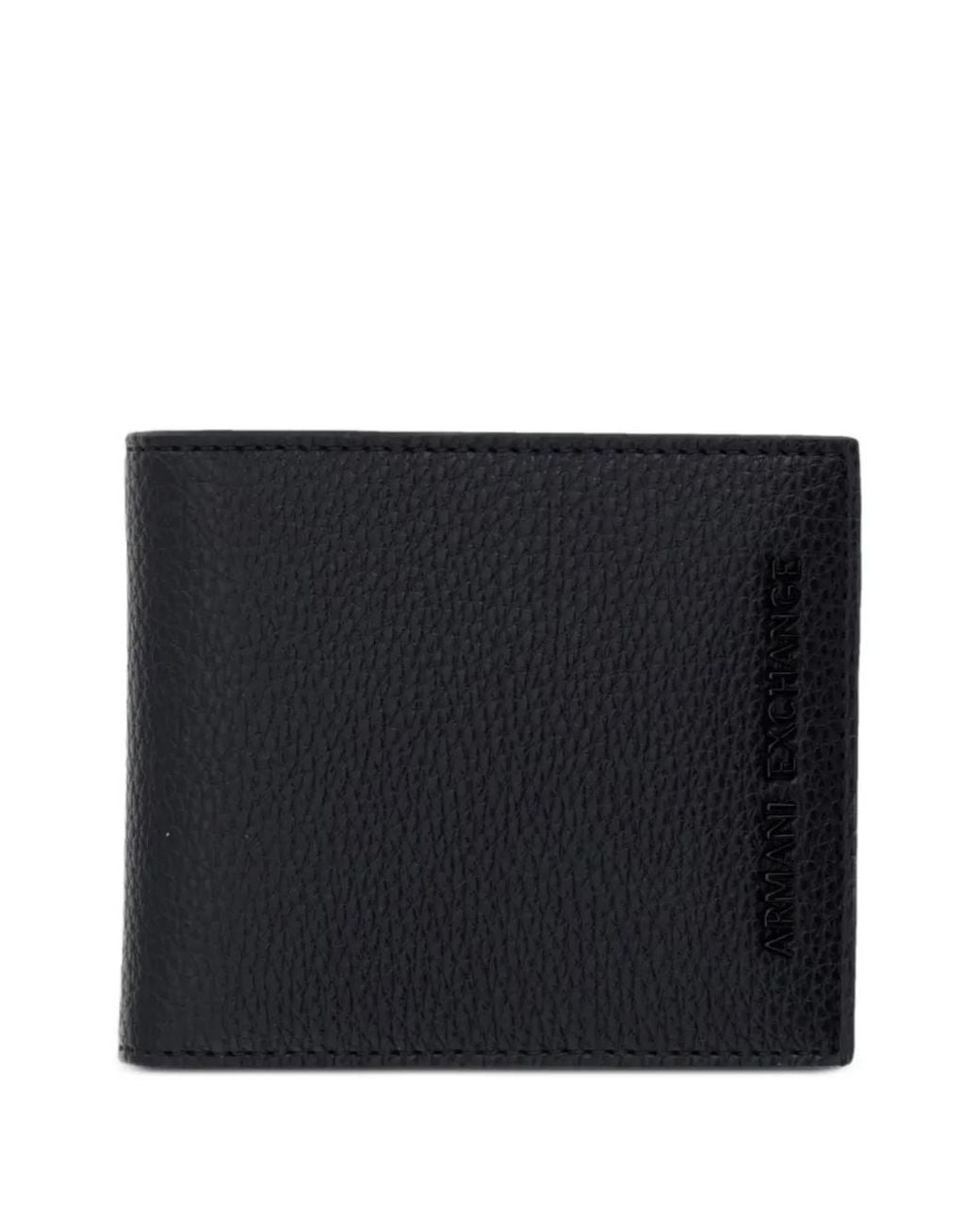 ARMANI EXCHANGE Black Logo-Embossed Pebbled-Leather Wallet for men