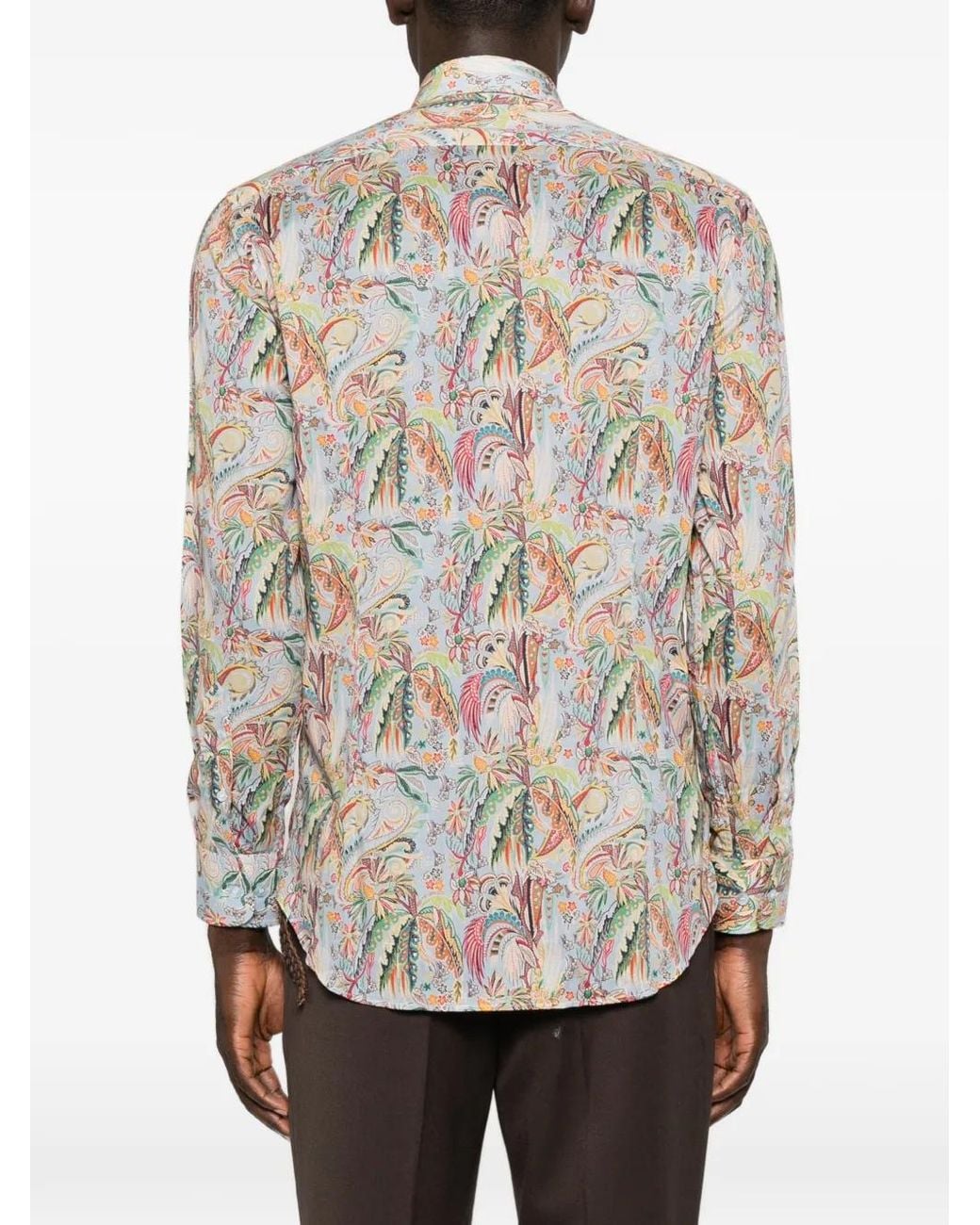Etro White Paisley-Print Long-Sleeve Shirt for men
