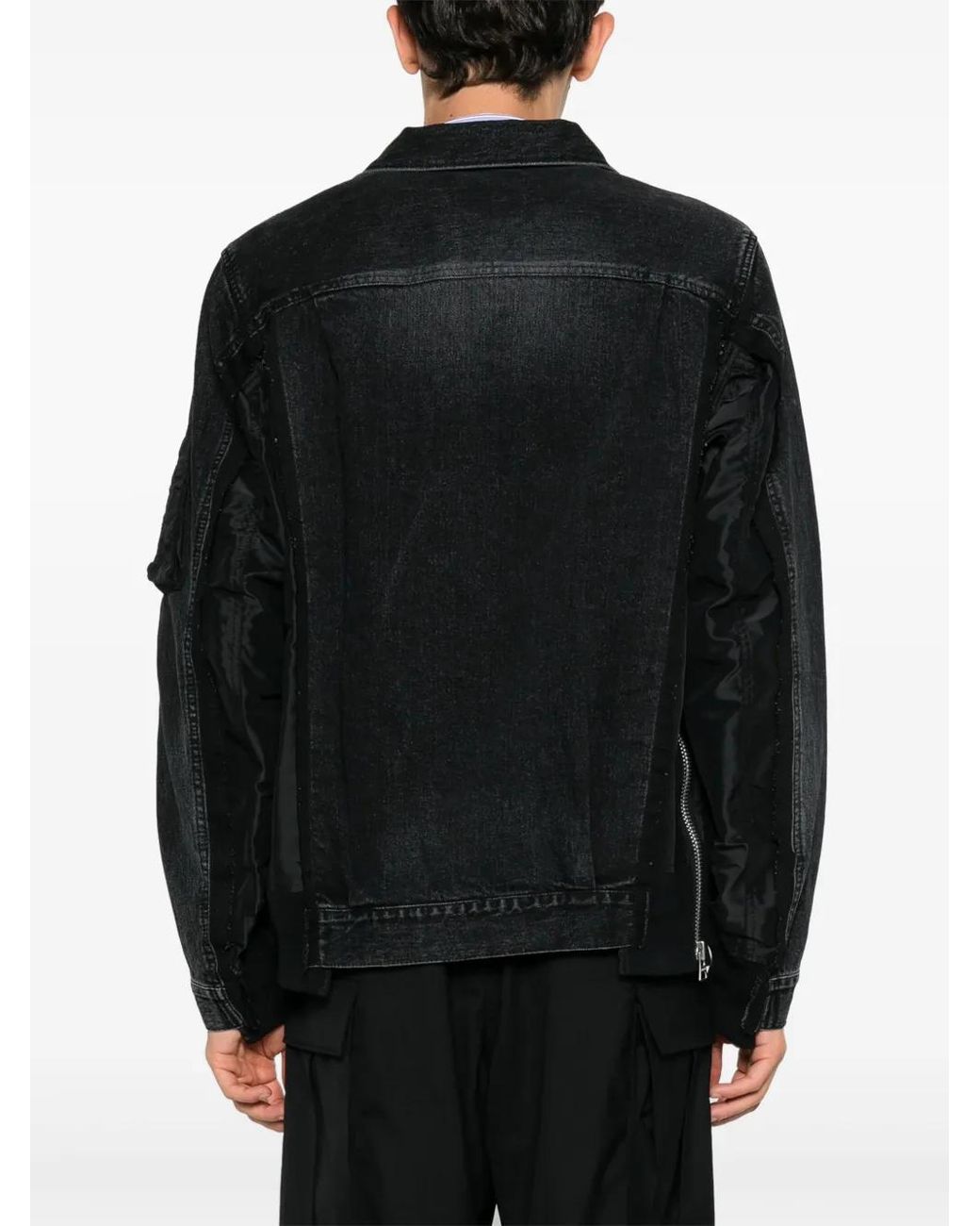 Sacai Black Patchwork Denim Jacket for men