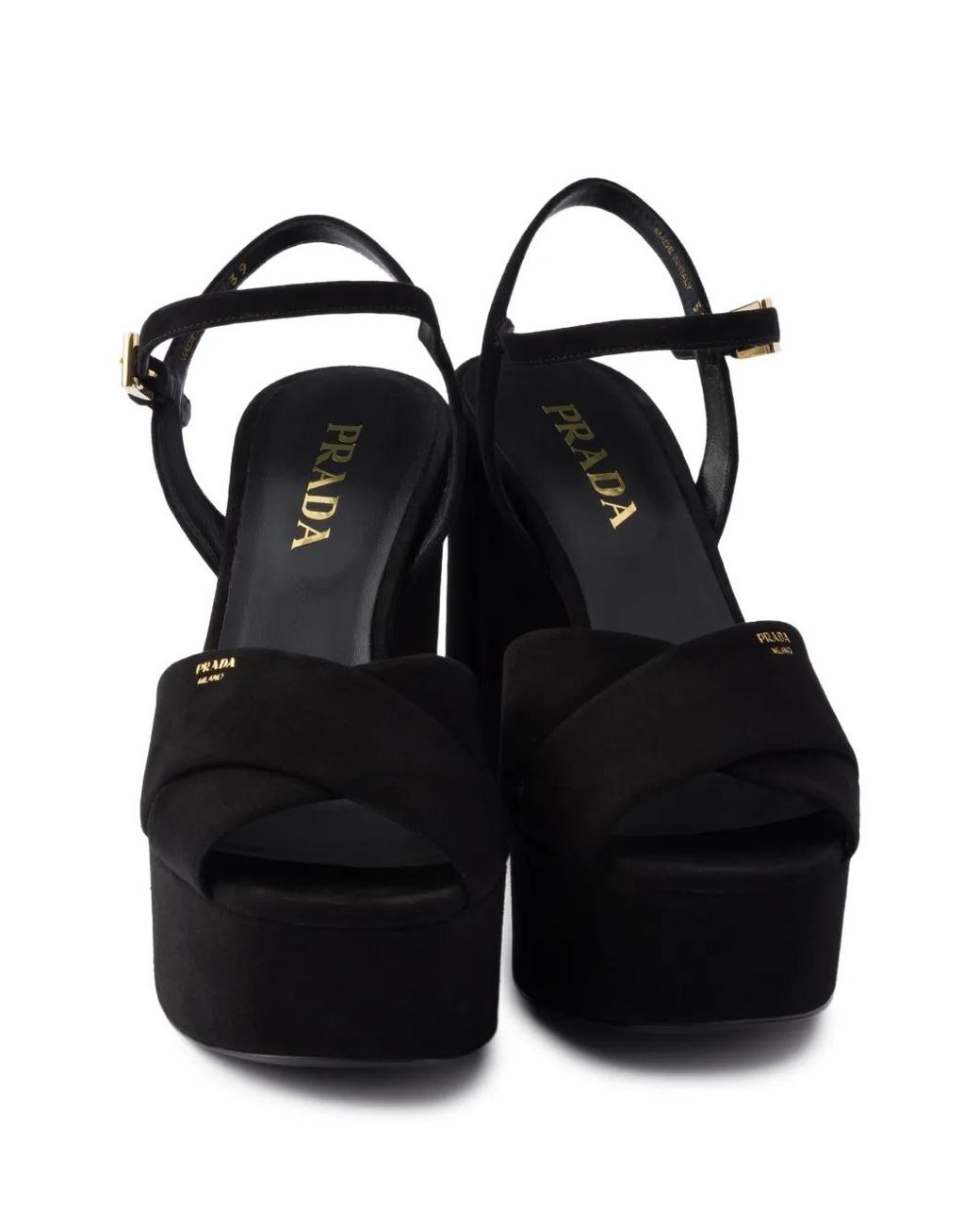 Prada Black Sandales En Daim À Plateforme