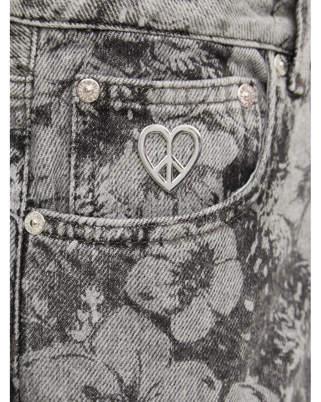 Moschino Black Floral-Print Cargo Jeans