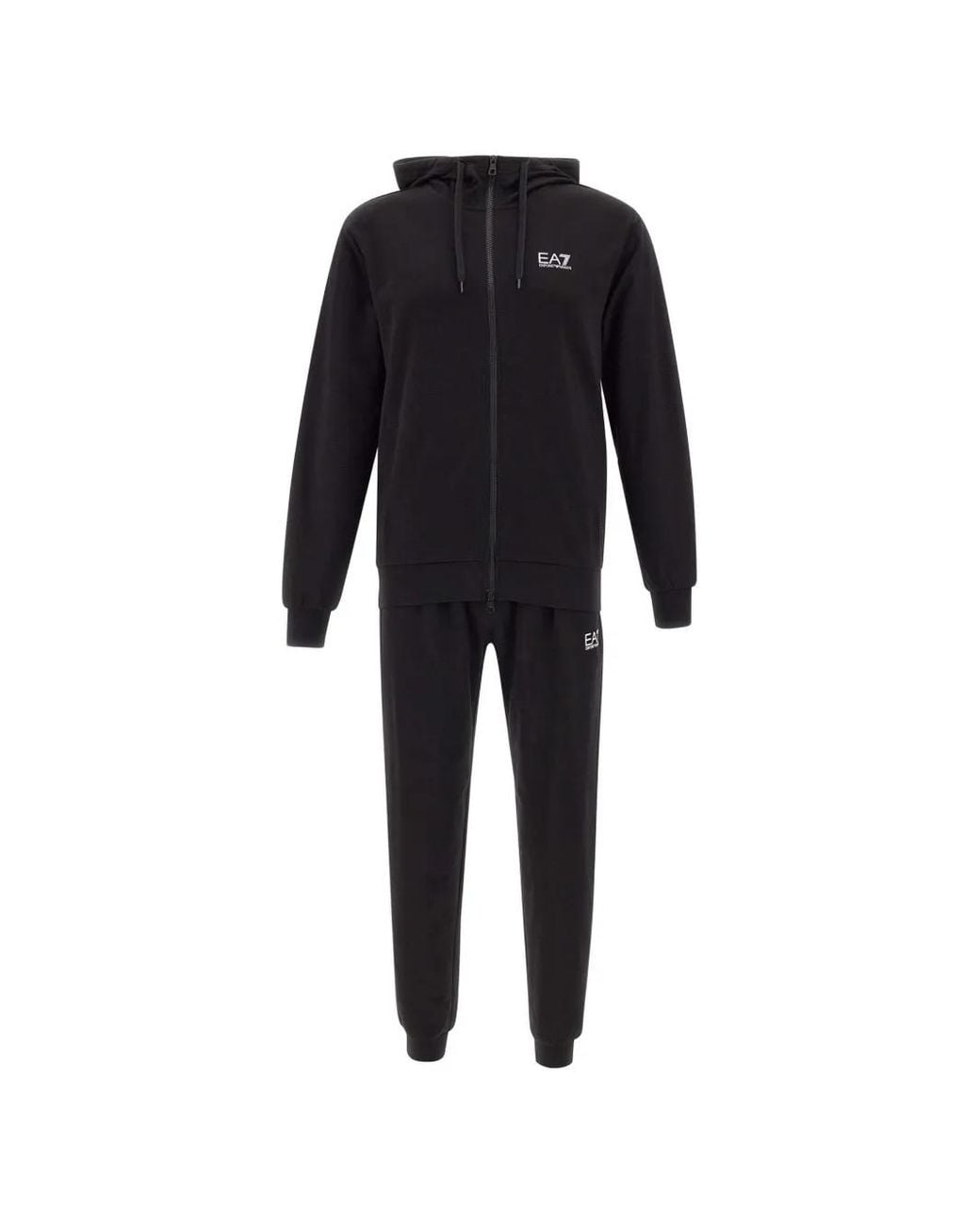 EA7 Blue Logo-Print Cotton Tracksuit for men