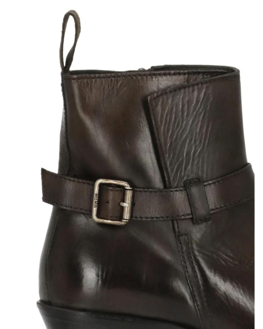 Moma Black Buckle-Detail Ankle Boots