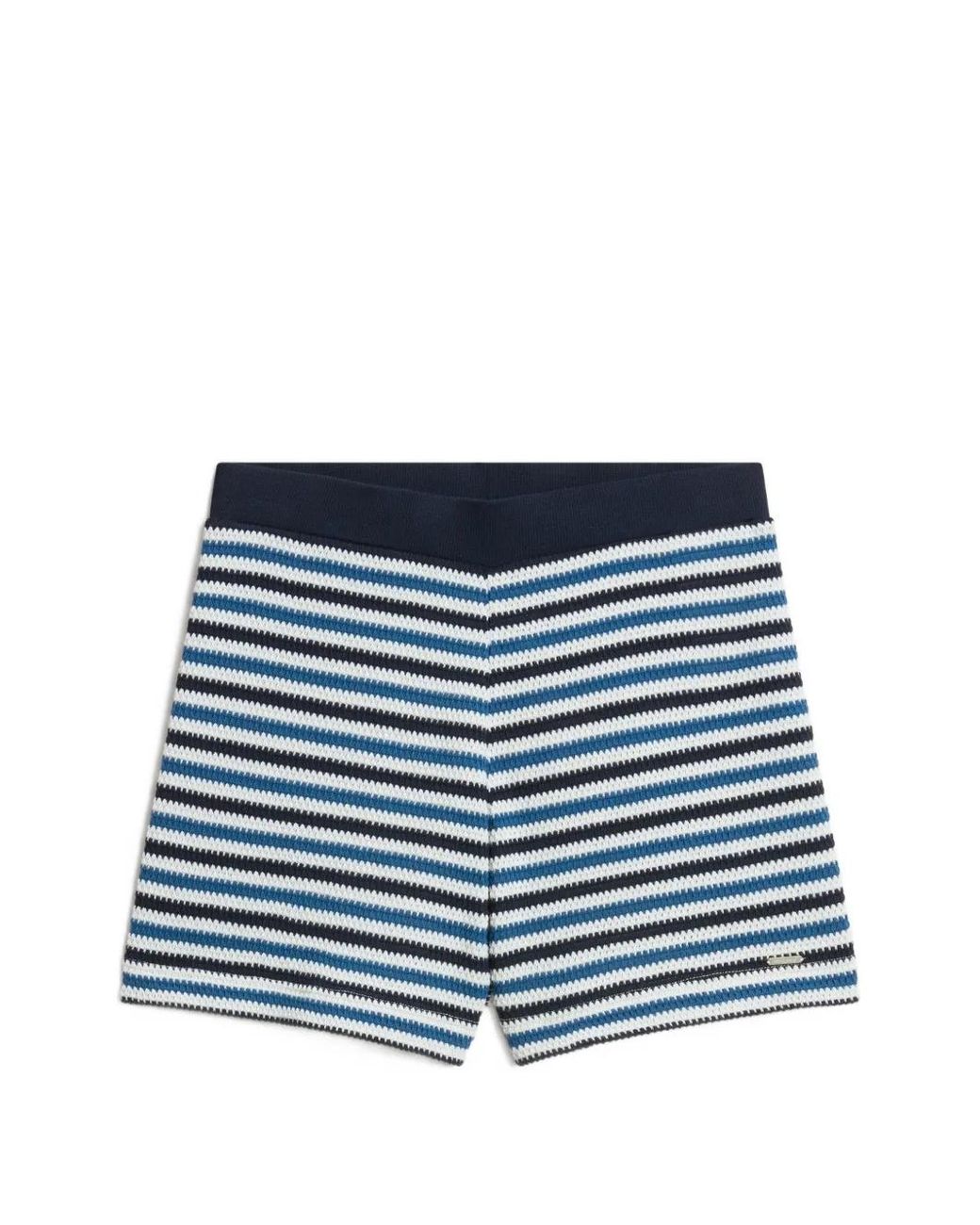 Woolrich Blue Striped Crochet-Effect Shorts