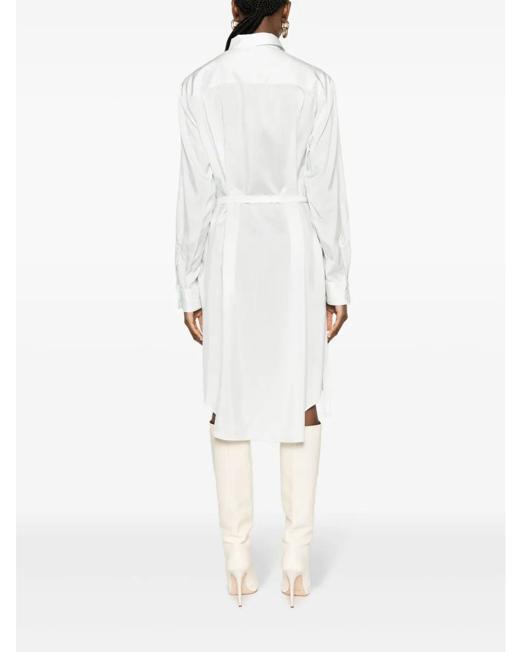 Vestido camisero con detalle de encaje Fendi de color White