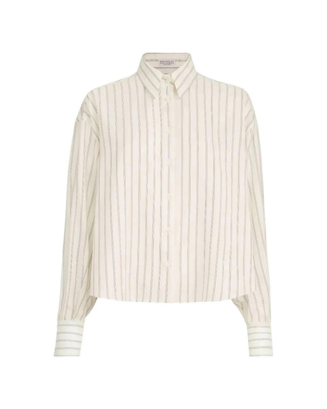 Brunello Cucinelli White Silk Poplin Shirt