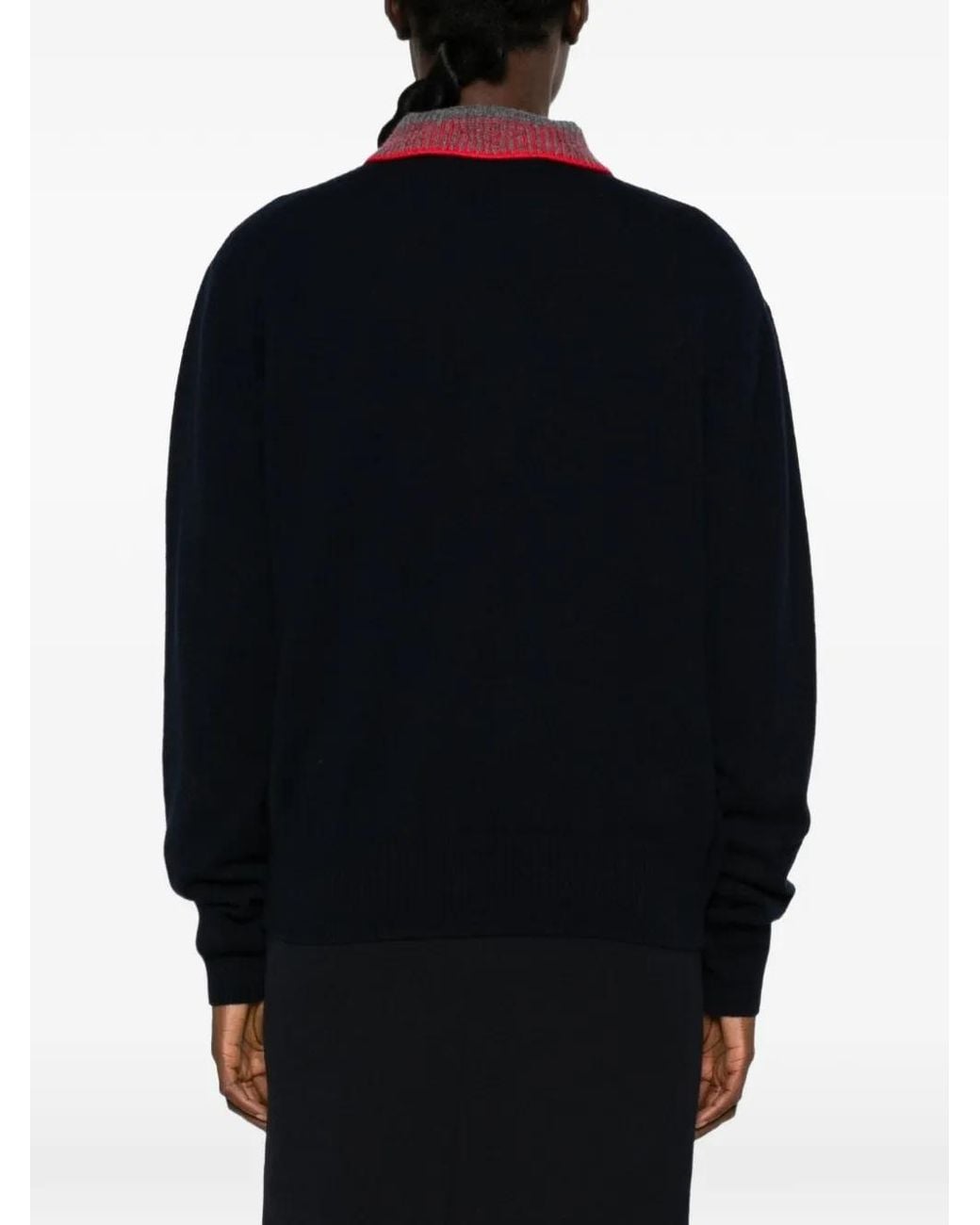N°21 Blue Contrast-Collar Button-Up Top