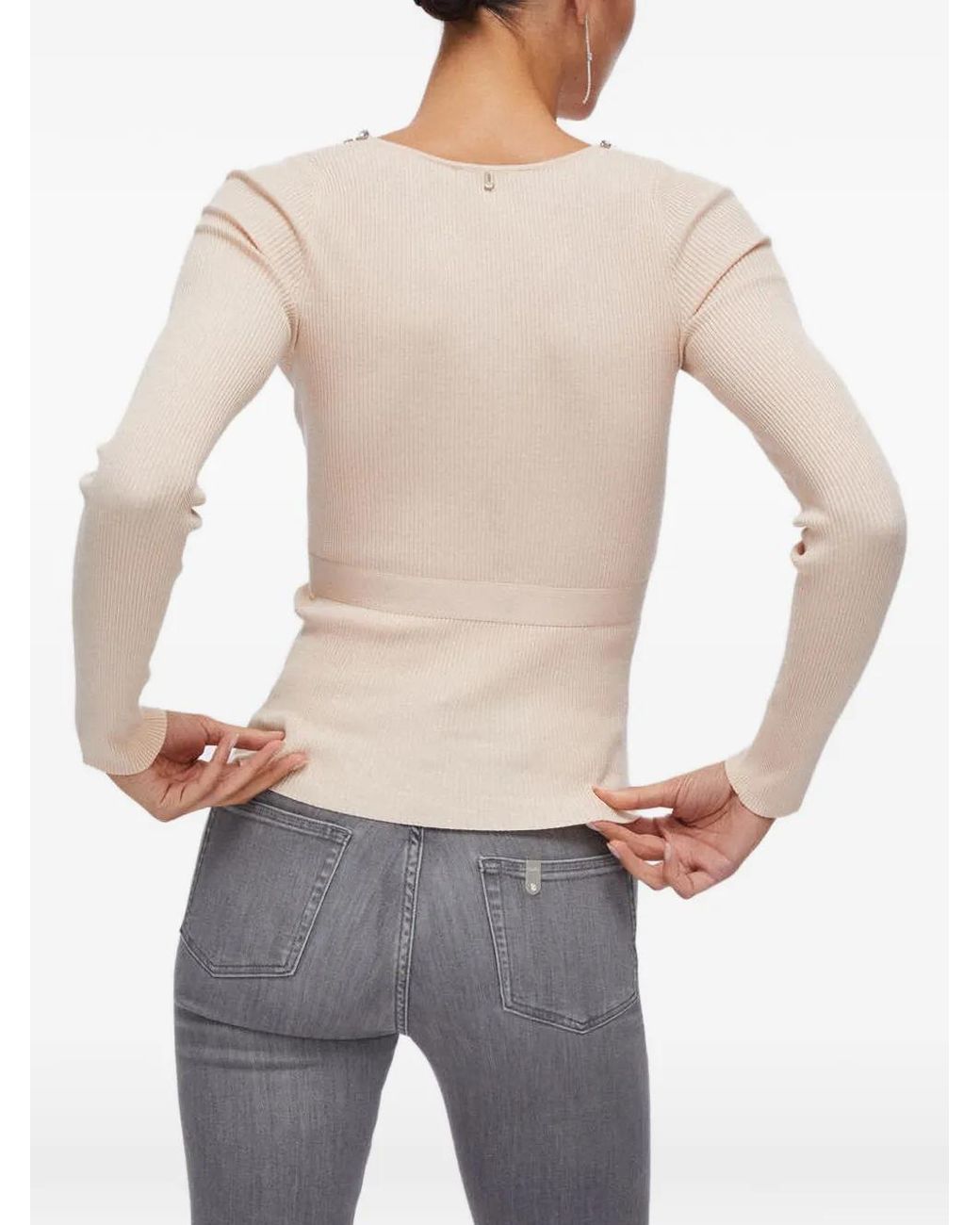 Liu Jo Natural Sweater With Jewel Embroidery