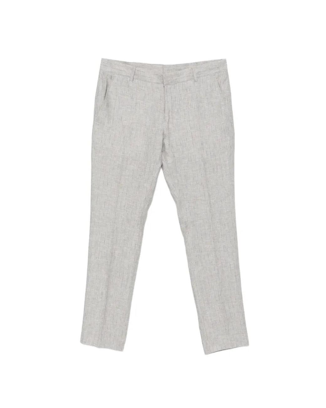 Daniele Alessandrini Gray Pinstripe-Pattern Trousers for men