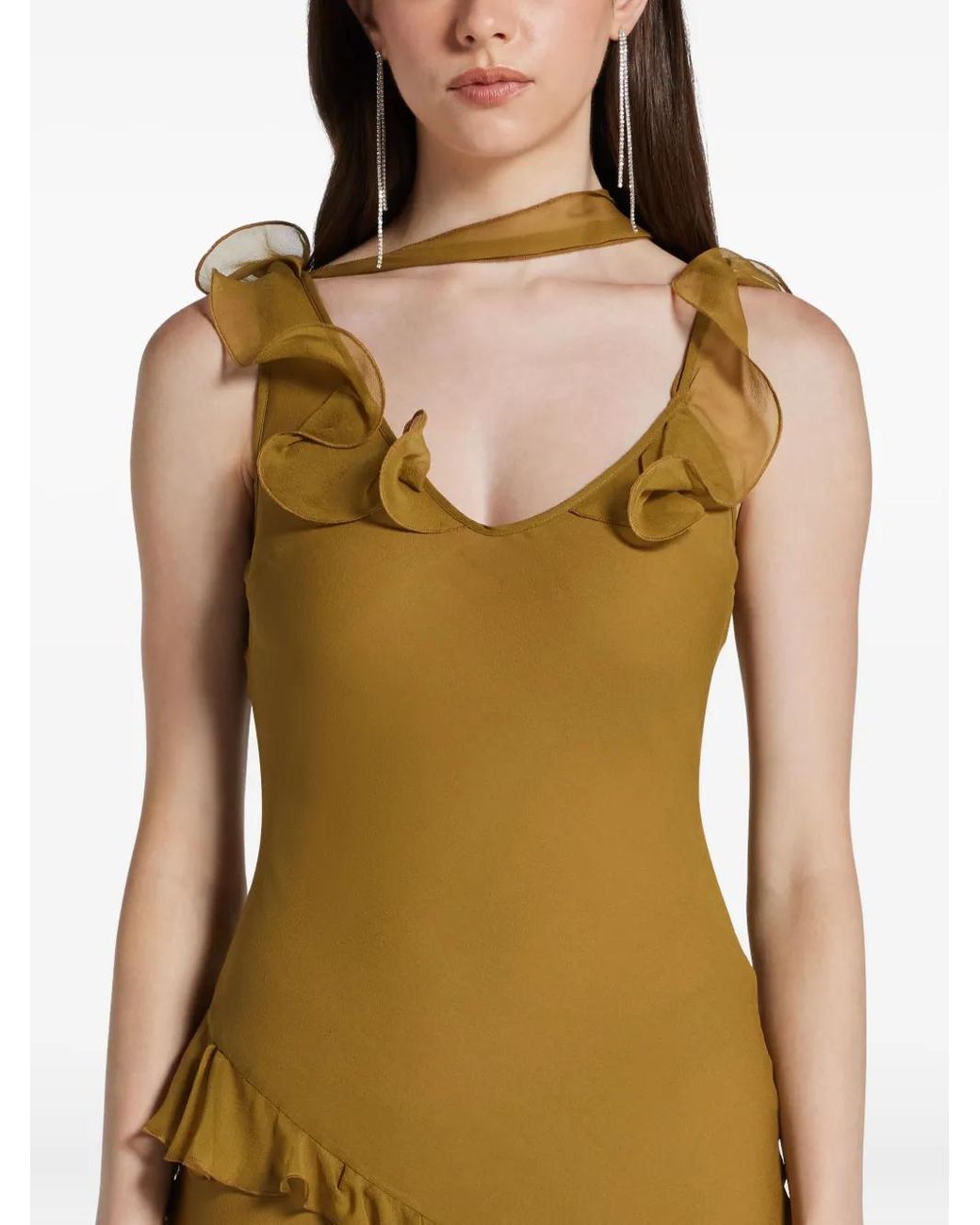 De La Vali Metallic Ruffled Dress