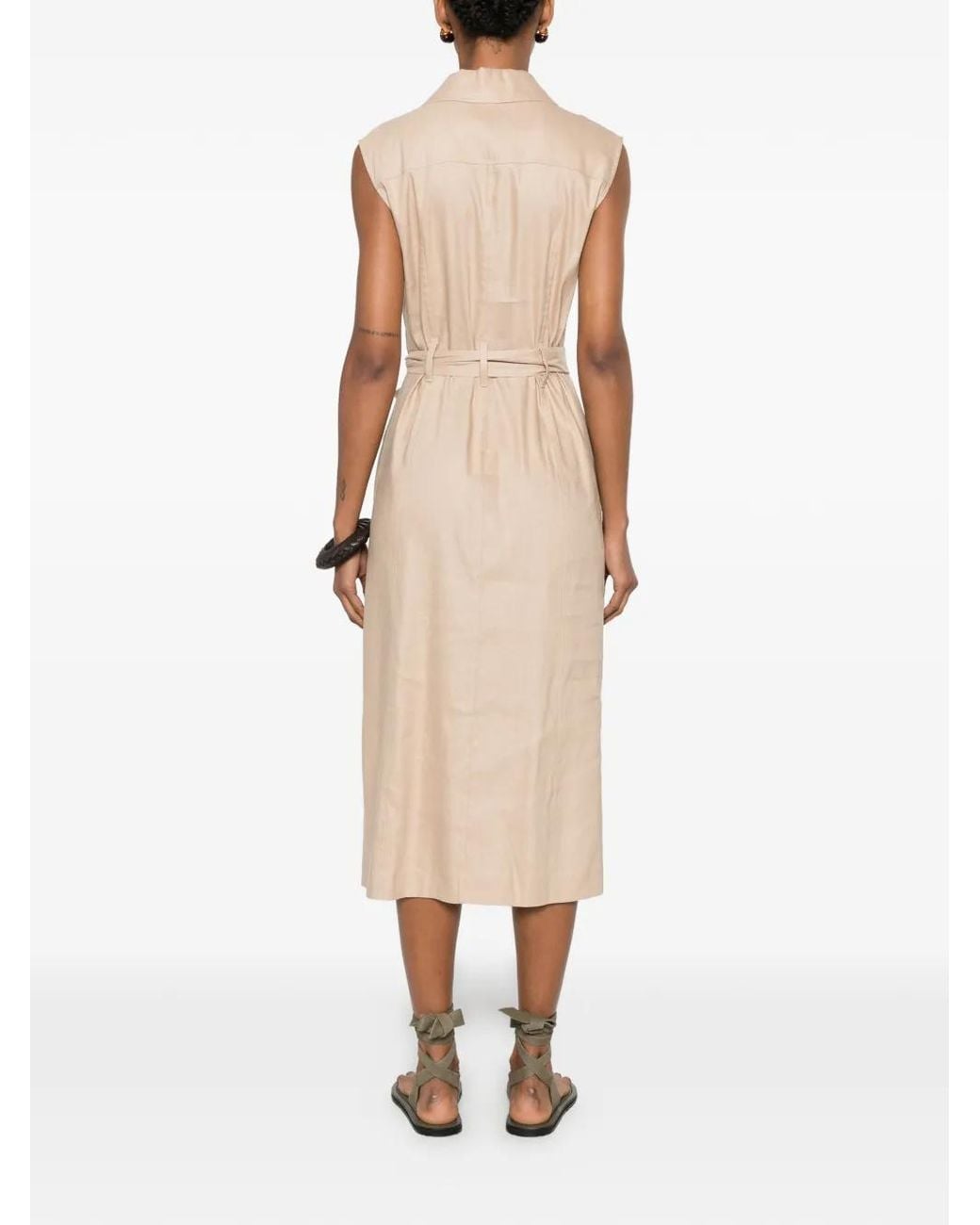 Marc O' Polo White Belted Sleeveless Dress