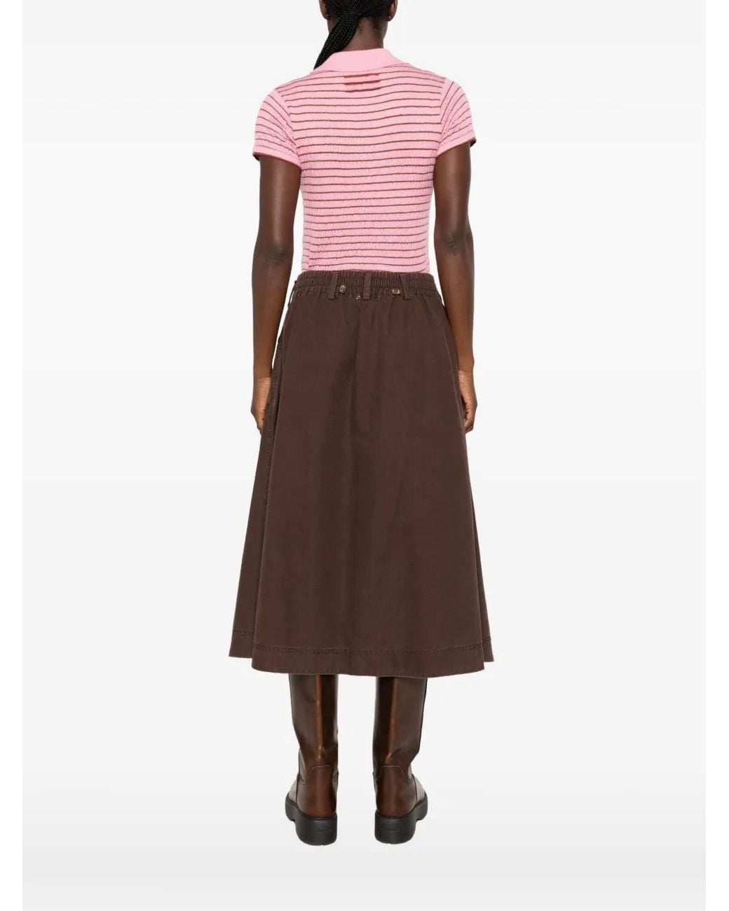 Golden Goose Deluxe Brand Red Cotton Twill Midi Skirt