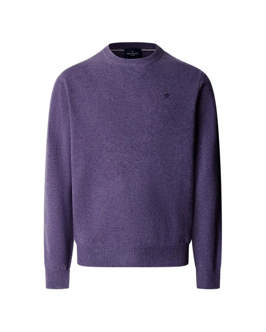 Hackett Purple Lambswool Crew-Neck Sweater for men