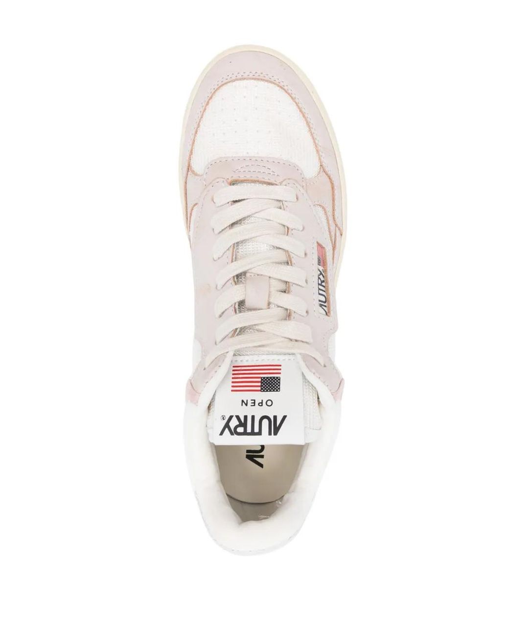 Autry White Open Mid Leather Sneakers