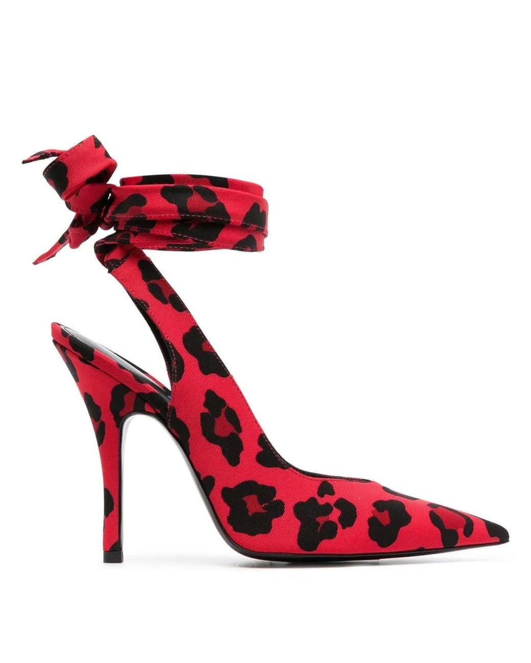 The Attico Red Leopard-Print Pointed-Toe Pumps