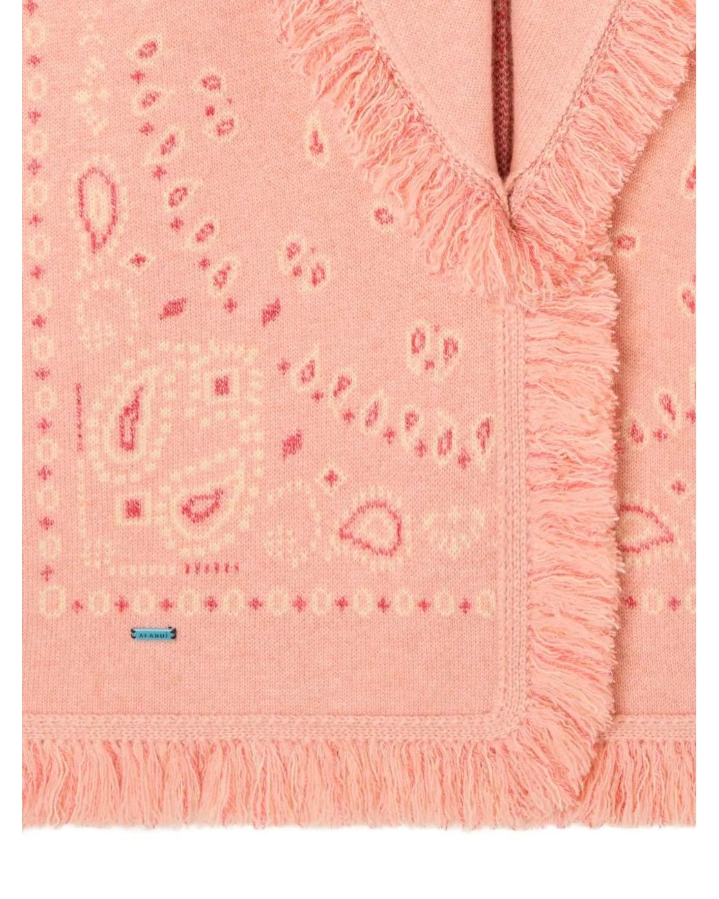 Alanui Pink Bandana Jacquard Fringed Cardigan