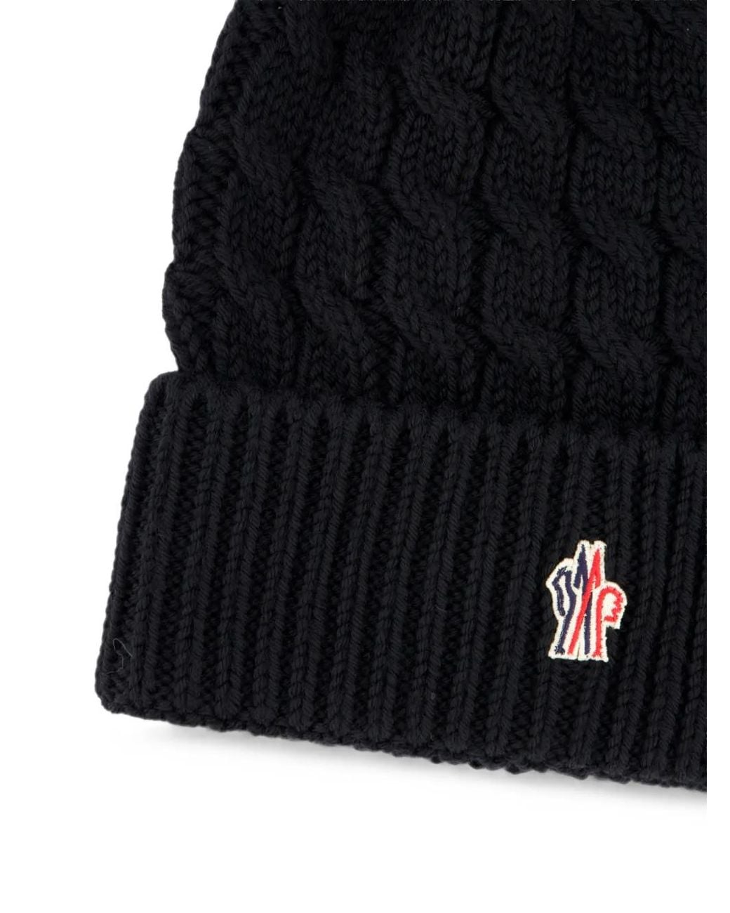 Moncler Black Beanie Mit Zopfmuster