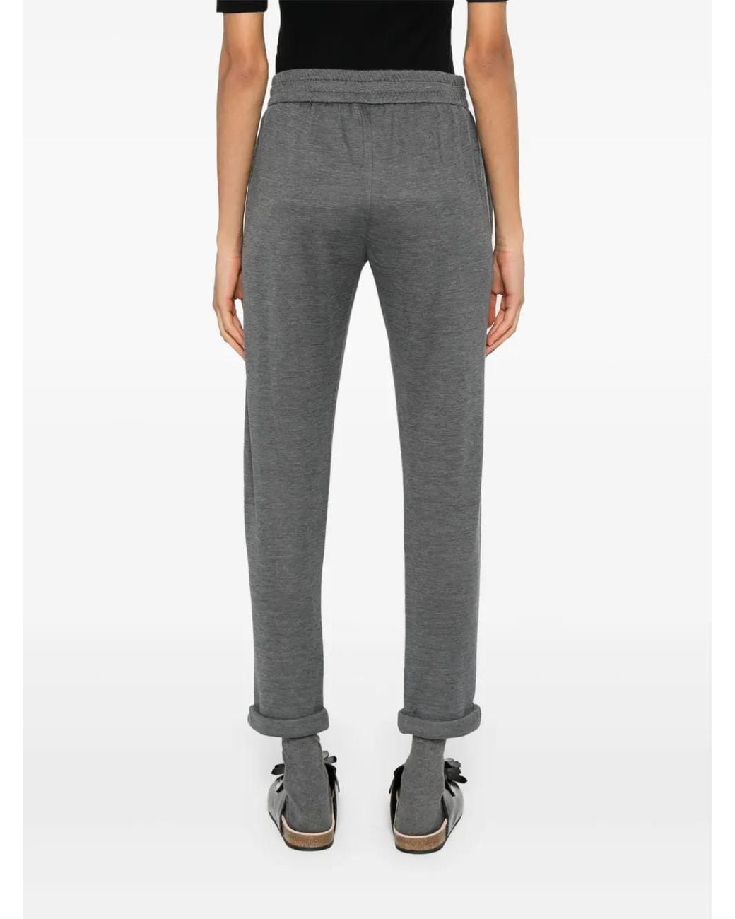 Brunello Cucinelli Gray Cotton And Silk Blend Sweatpants
