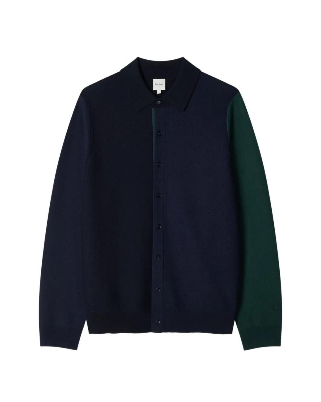 Paul Smith Blue Colour-Block Merino Wool Cardigan for men