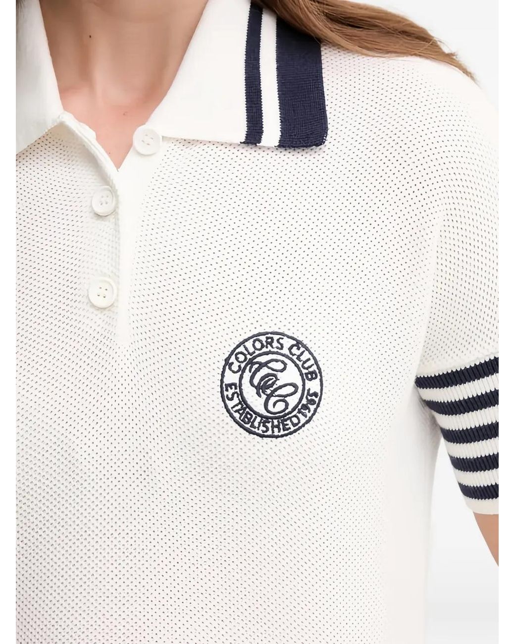 Benetton Gestreepte Polotop in het White