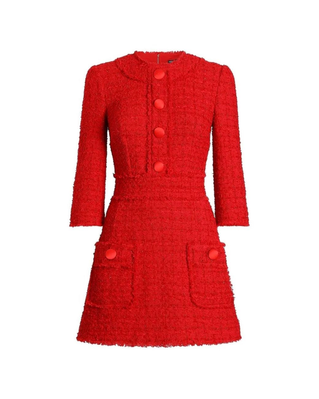Dolce & Gabbana Red Robe Courte En Tweed Rachel