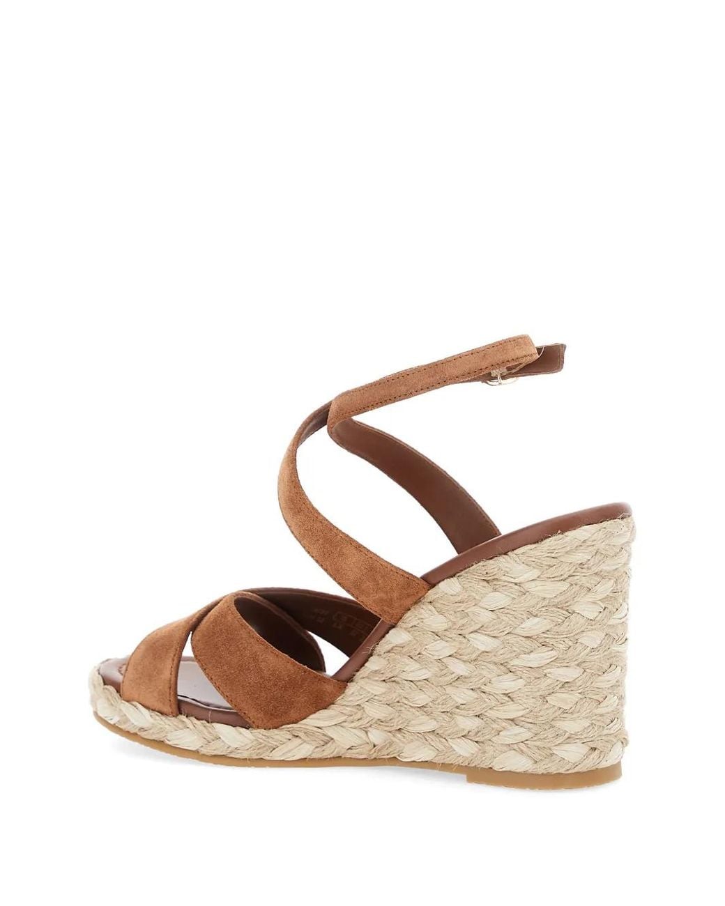 Stuart Weitzman Natural Alyssa Wedge-Sandalen mit überkreuzten Riemen