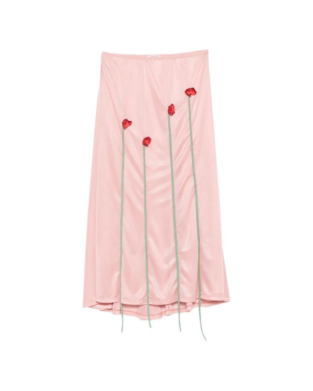 Moschino Pink Floral-Appliqué Midi Skirt