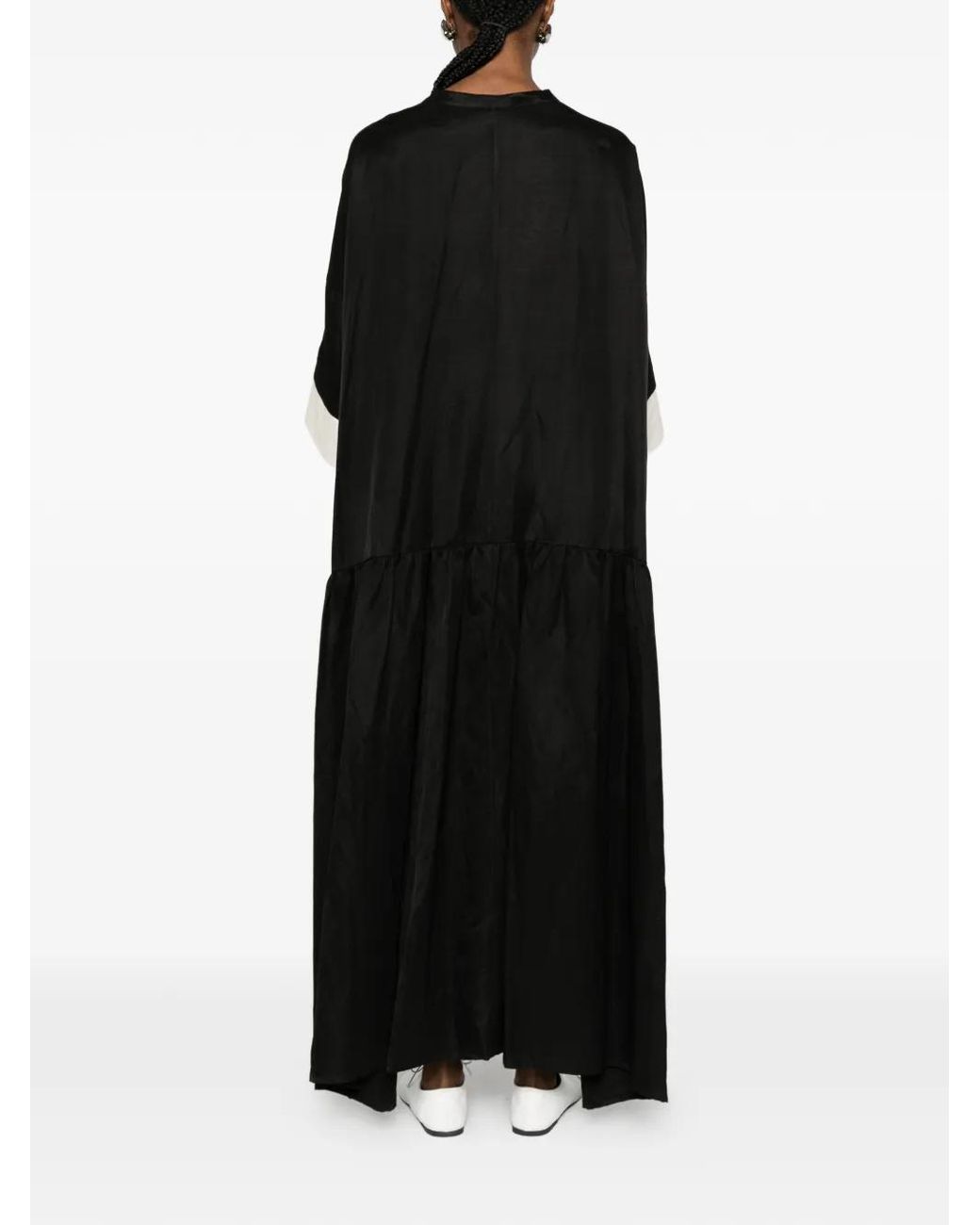 SOH Black Contrast-Cuff Gathered Maxi Dress