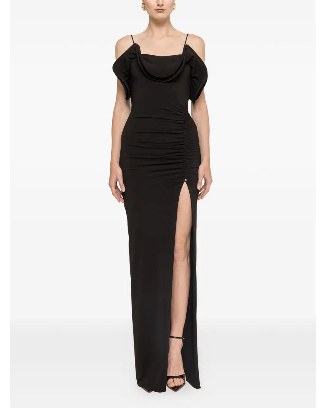 Nissa Black Backless Fitted Maxi Dress