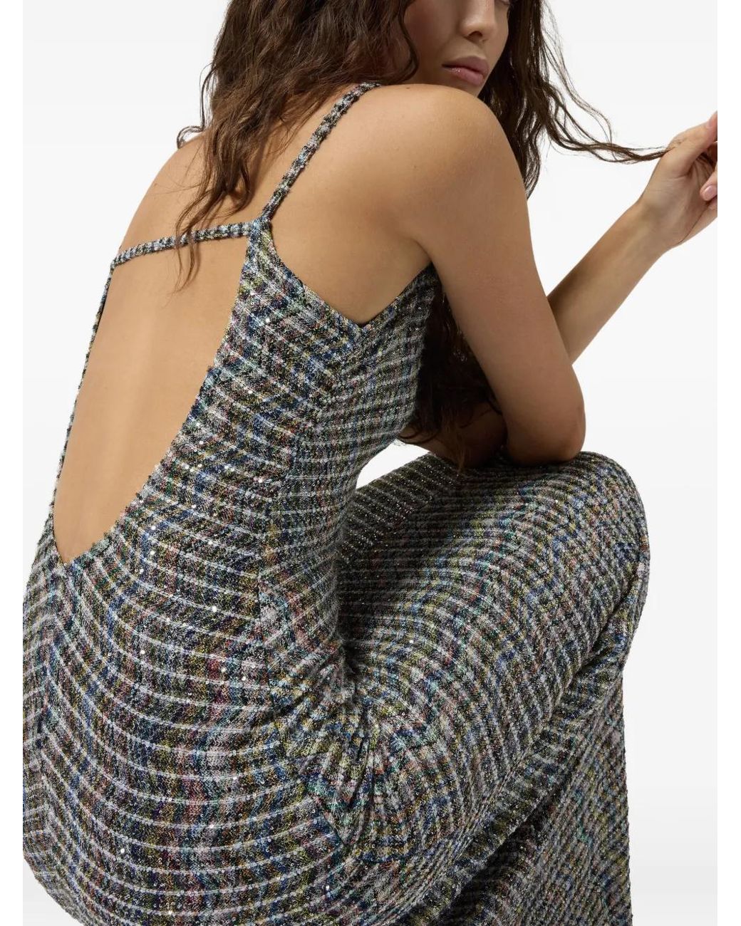 Missoni White Long Dress With Open Back And Sequins