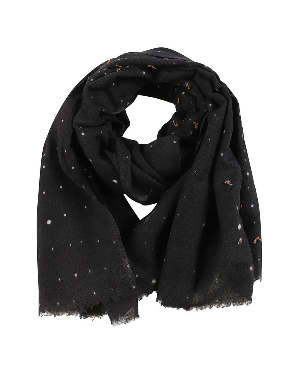 Altea Black Polka-Dot Fringed Scarf for men