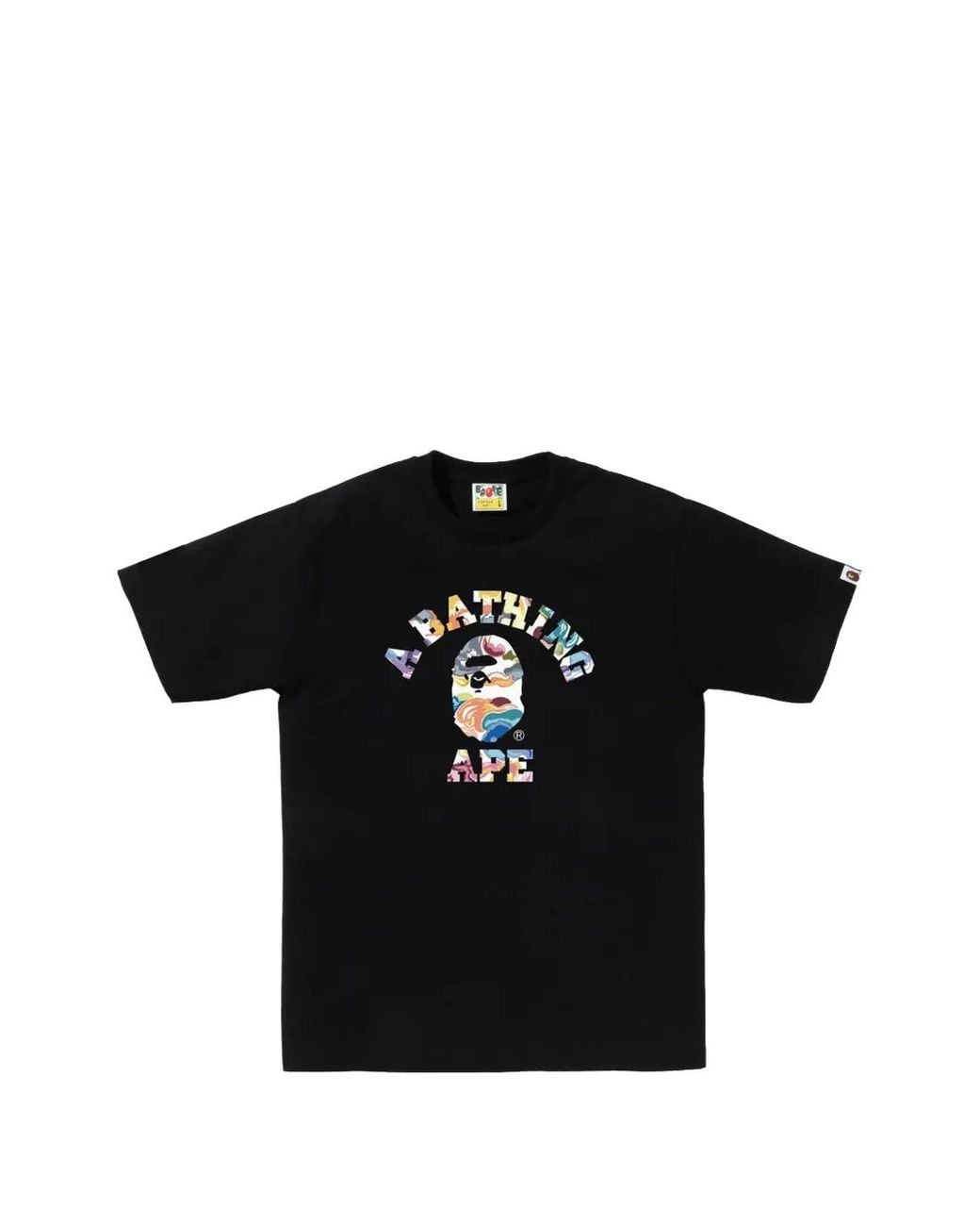A Bathing Ape Black Art Camo College T-Shirt for men