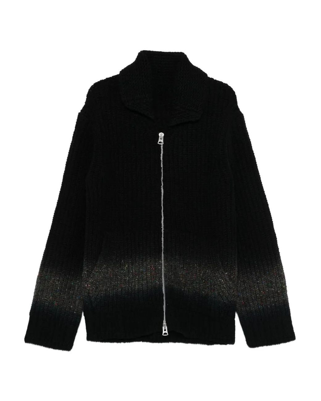 Sacai Black Zip-Front Cardigan for men